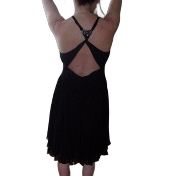 Karen Millen Silk Dress Lined Jeweled Sequins Sz. 2 Black Formal Knee Length - Picture 6 of 10